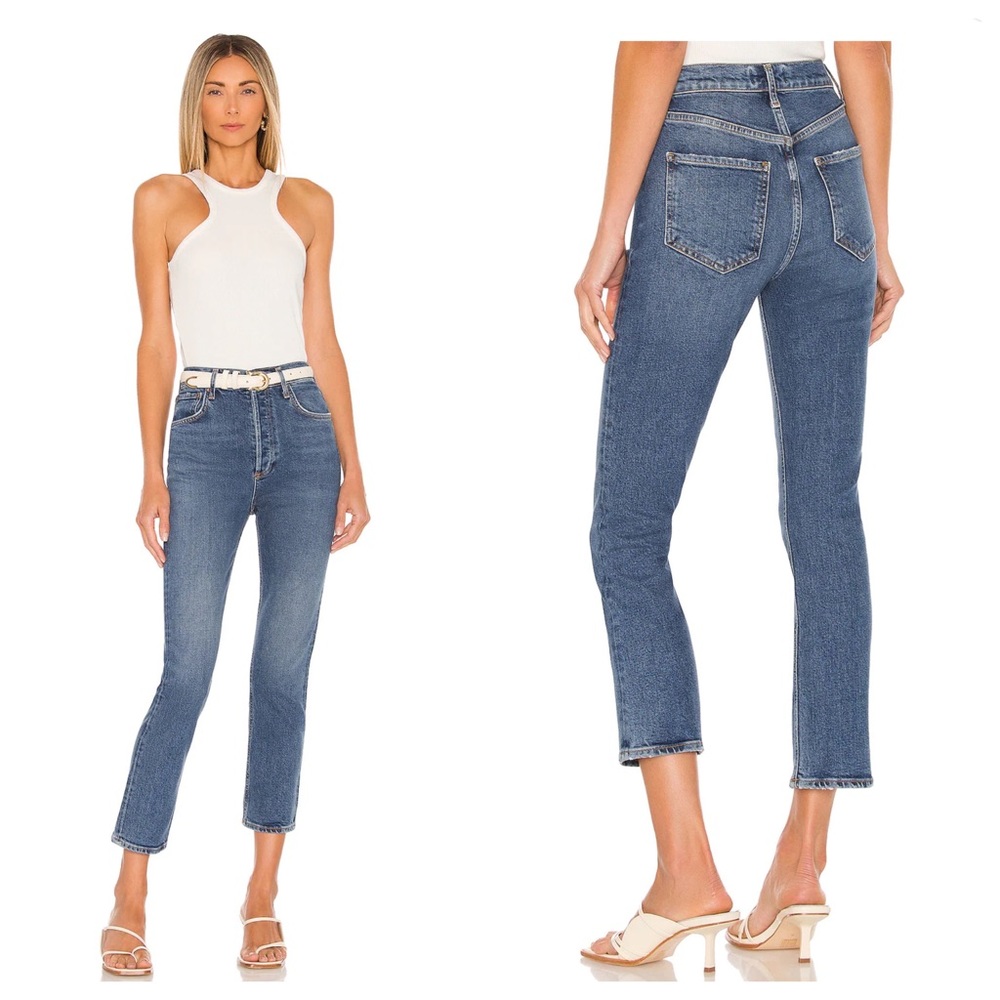 NWT Agolde Revolve Riley High Rise Straight Crop Jeans In Transfer Women 26 $178